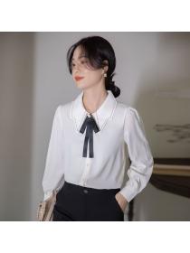 Korea style Retro Fashion Satin blouse for women