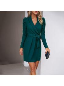 European style Elegant Solid color Slim dress 