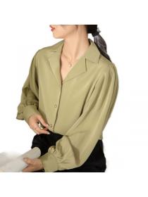Korea style Loose Solid color Matching Blouse 