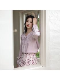 Korea style Chic Loose Lantern sleeve blouse 