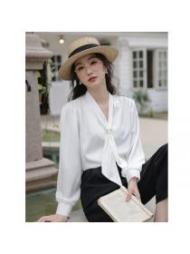 Korea style Chic V collar Solid color Blouse 