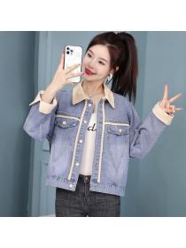 Korea style Chic Fashion Hooded Denim jacket 