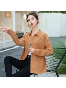 Korea style Chic Fashion Autumn Student Denim Blouse 
