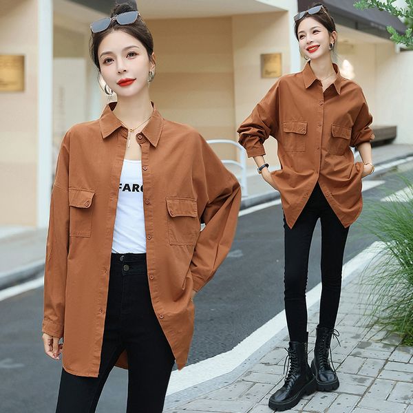 Korea style Chic Simple Solid color 100% Cotton blouse