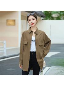 Korea style Chic Simple Solid color 100% Cotton blouse 