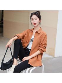 Korea style Retro fashion Loose Denim blouse 