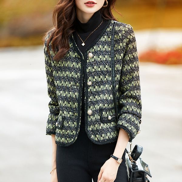 Korea style Autumn fashion Chic Luxury Tweed Coat