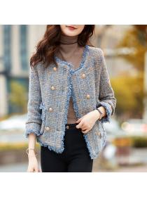 Korea style Autumn fashion Chic Luxury Tweed Short Coat 