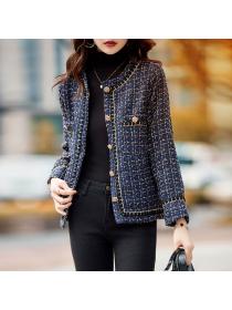 Korea style Fashion Chic Luxury Tweed Short Coat 