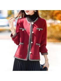 Korea style Fashion Chic Loose Matching Knitting Coat
