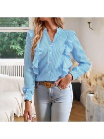 European style Fashion V collar Long sleeve blouse 