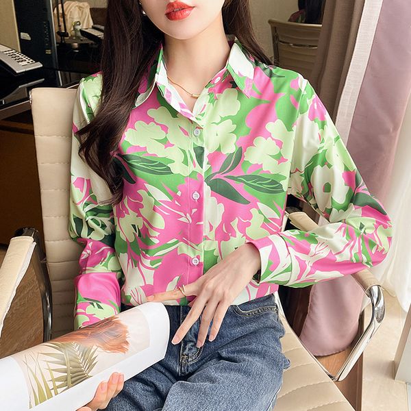 Korean style Printed Matching Long sleeve blouse