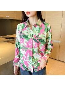 Korean style Printed Matching Long sleeve blouse 