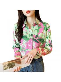 Korean style Printed Matching Long sleeve blouse 