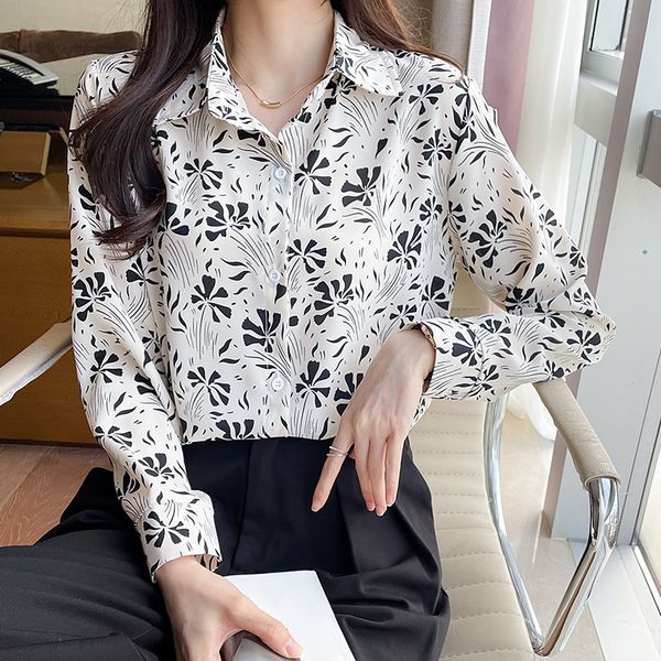 Korean style Autumn fashion Matching Long sleeve Floral blouse