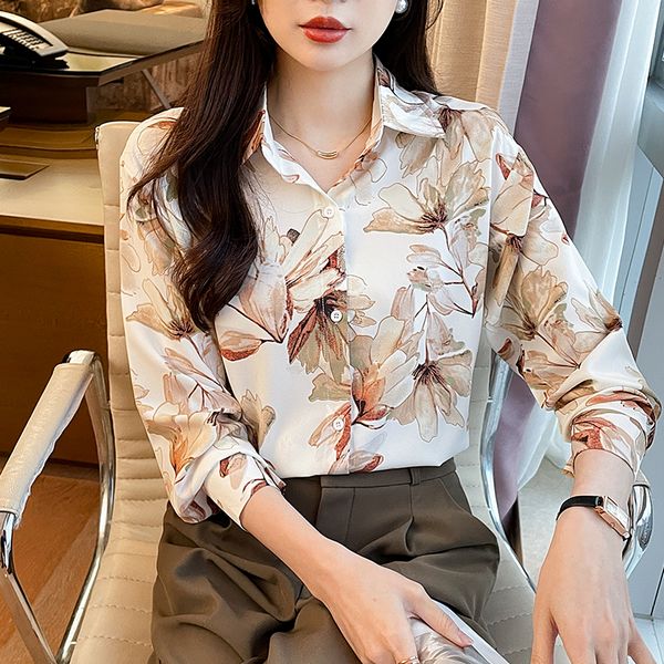 Korean style Retro fashion Printed Matching blouse
