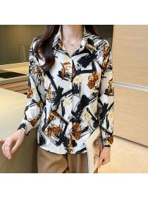 Korean style Retro Printed Matching blouse 