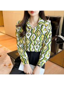 Korean style Retro Printed Elegant Matching blouse 