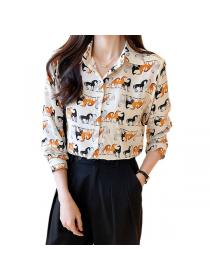 Korean style Retro Animals Printed Elegant Matching blouse 