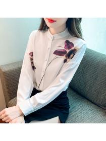 Korea style Elegant Silk Long sleeve blouse 