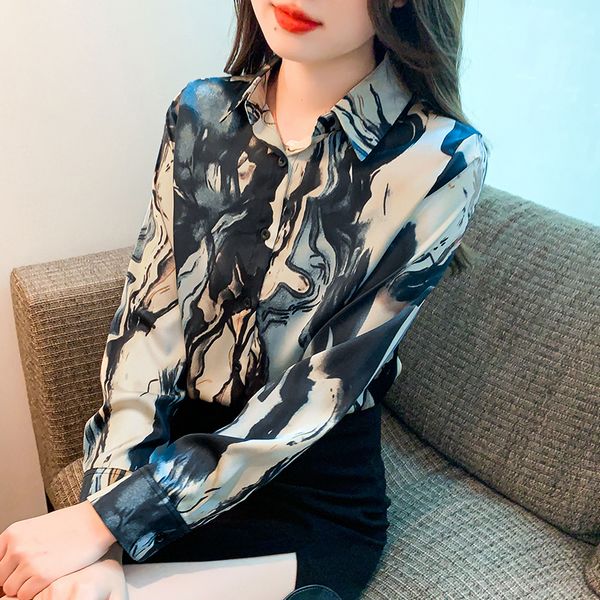 Korea style Fashion Silk Loose Long sleeve blouse