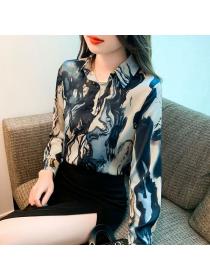 Korea style Fashion Silk Loose Long sleeve blouse 