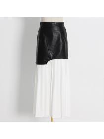 European style personality High waist Pleated skirt 