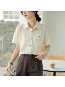 Korean style Fashion OL Short sleeve blouse 