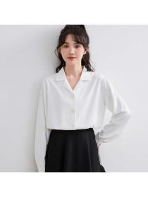 Korean style Fashion OL Solid color Matching Blouse 