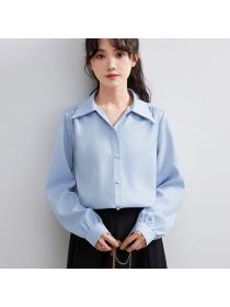 Korean style Fashion OL Solid color Chiffon Blouse 