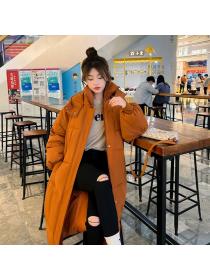 Korea style Winter Fashion Warm Loose Cotton Long coat 