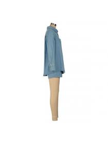 Women's denim suit jacket two sets of denim shorts 
