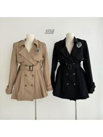 Korean style Fashion Suit collar Short trench coat