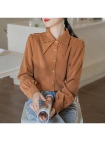 Korea style Retro fashion Corduroy Long sleeve shirt