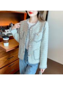 Korea style Tweed Matching Short coat