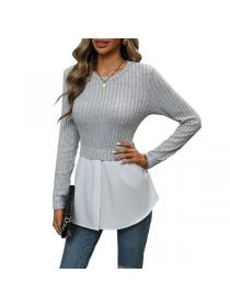 European style Casual Round collar Knitting top 