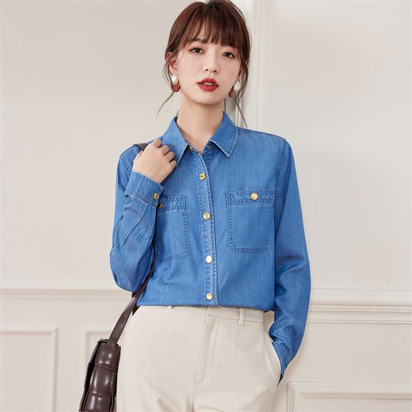 Korea style Fashion Casual Elegant Denim Shirt