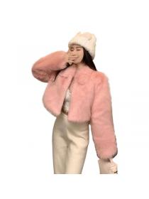 Winter fashion Hairy pink overcoat