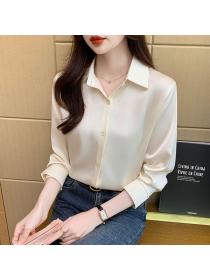 Korea style Satin Long sleeve blouse for women