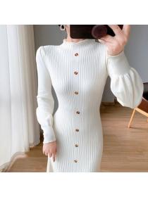 Autumn fashion Loose Solid color Knitted Dress 