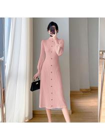 Autumn fashion Loose Solid color Knitted Dress 
