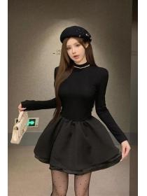 Korea style High collar Knitting Dress 