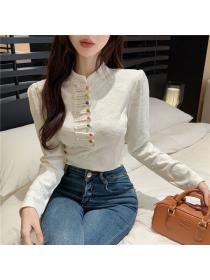 Chinese style Stand collar colors bottoming shirt