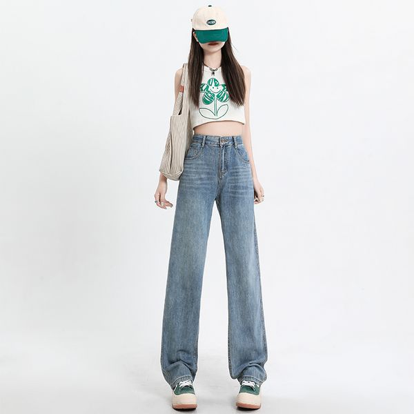 Korea style High waist Slim Straight Jeans