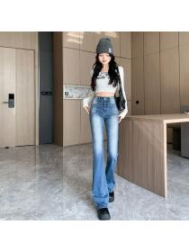 Korea style High waist Slim Flare Jeans