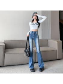 Korea style High waist Slim Flare Jeans