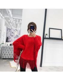 European style Sequin tassel loose cape thick knit coat