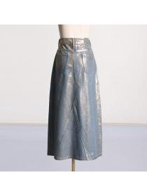 Vintage style High waist Slim A-line Skirt