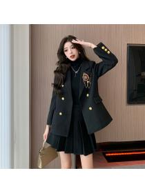 Korea style Winter Fashion Woolen coat+High waist Shorts 2 pcs set