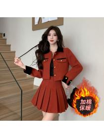 Korea style Winter Fashion Quality Pleated 2 pcs set